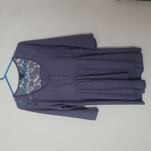 Torrid Grey Lace Waffle Knit Babydoll Top